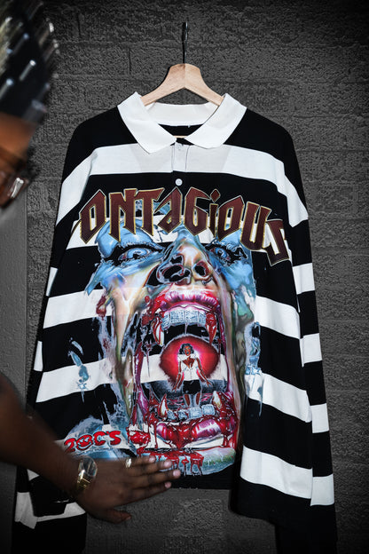STRIPPED VAMP GRILL BUTTON UP