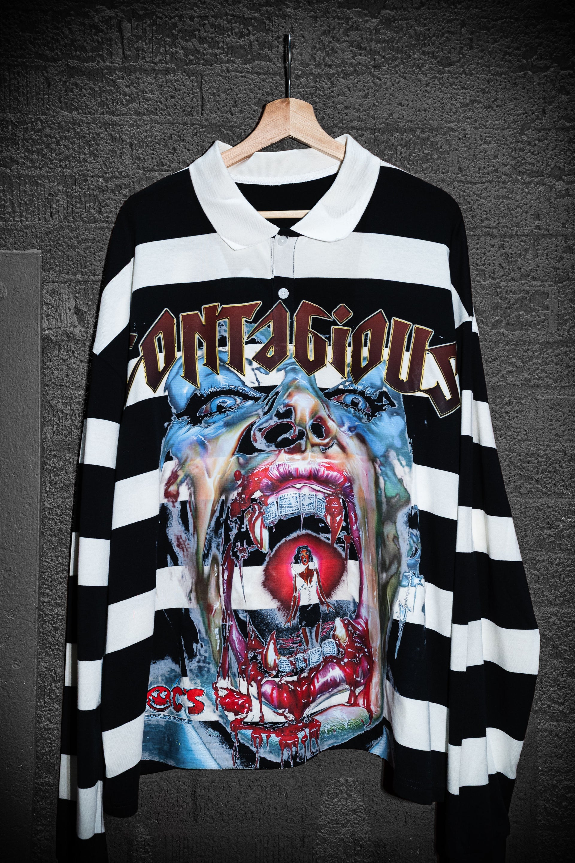 STRIPPED VAMP GRILL BUTTON UP