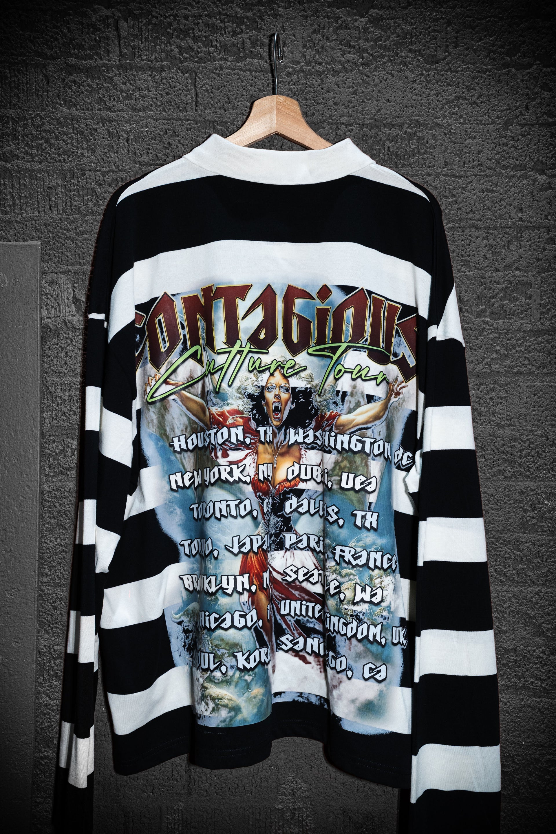 STRIPPED VAMP GRILL BUTTON UP